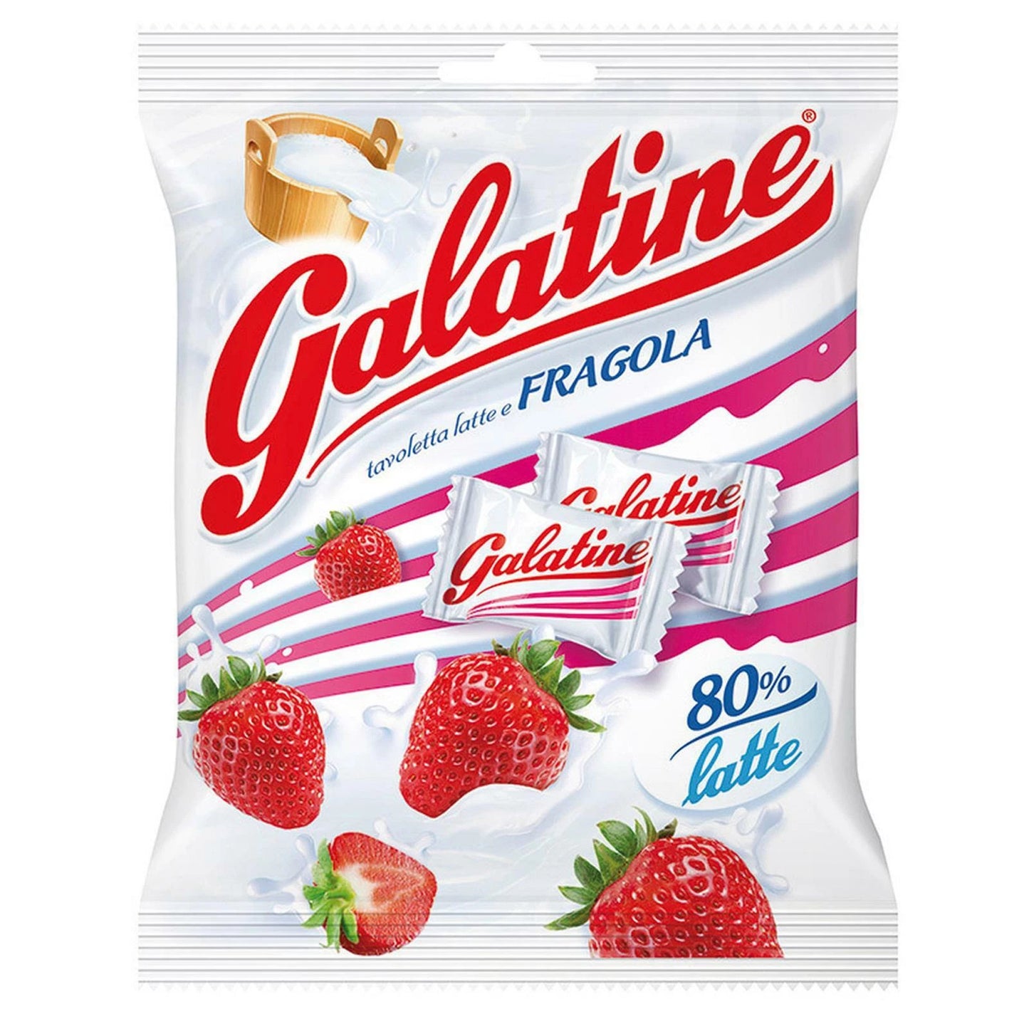 Galatine Latte e Fragola - Busta da 125 gr Caramelle