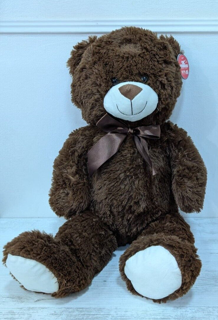 Orsacchiotto di Peluche Marrone con Fiocco e Dettagli Bianchi