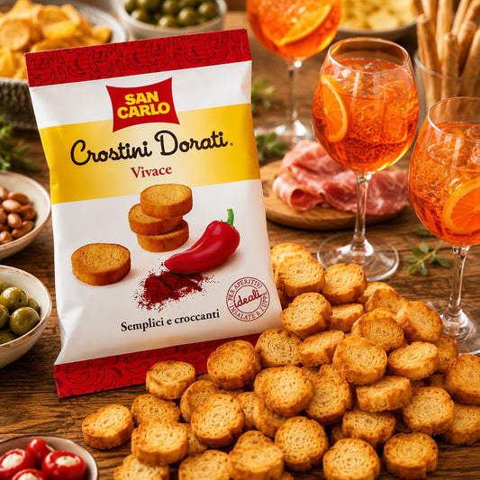 Crostini Dorati San Carlo Vivace 10 confezioni Snack al Peperoncino Aperitivi