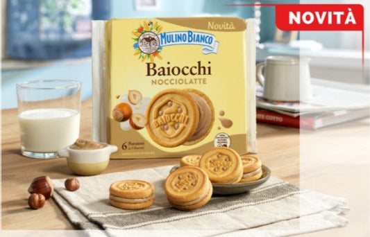Mulino Bianco Baiocchi Nocciolatte - Biscotti con Crema di Nocciole e Latte