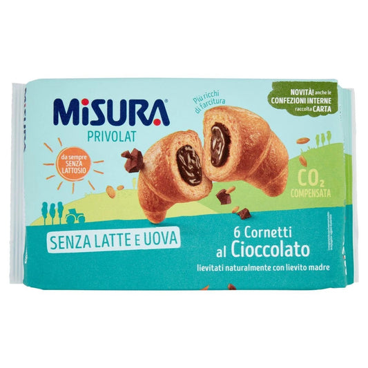 Misura Cornetti al Cioccolato Privolat Senza Latte e Uova 6 cornetti all'interno