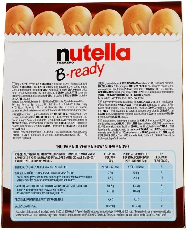 Nutella B-ready Ferrero - Confezione Scorta 6 Pezzi
