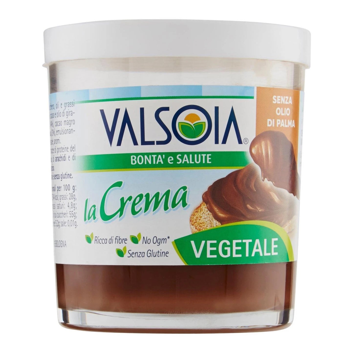 Valsoia - La Crema Vegetale 200 gr spalmabile di Cacao e Nocciole (Senza Olio di Palma e Senza Glutine)