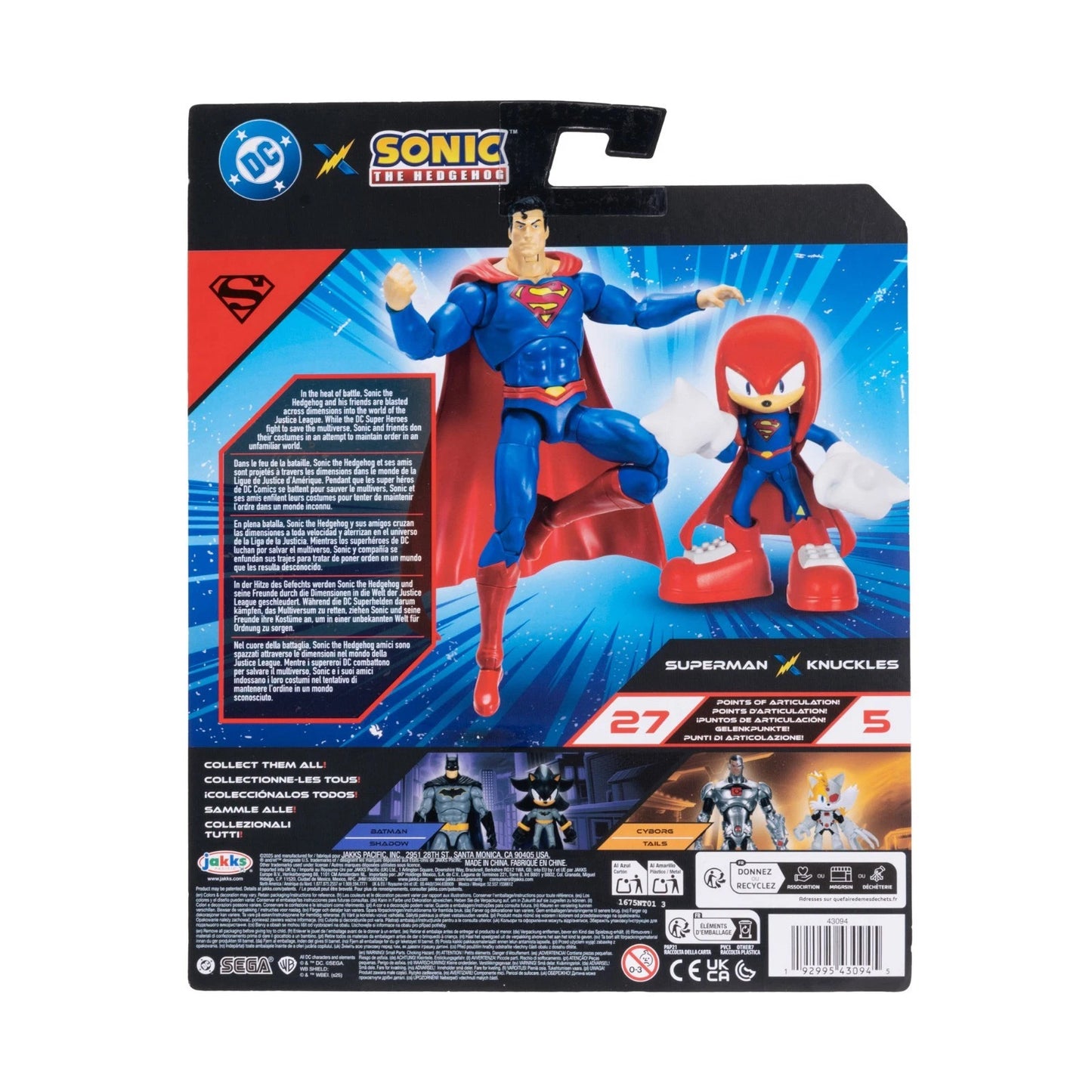 Sonic The Hedgehog Crossover x DC Action Figure Set - Superman & Knuckles (Jakks Pacific)
