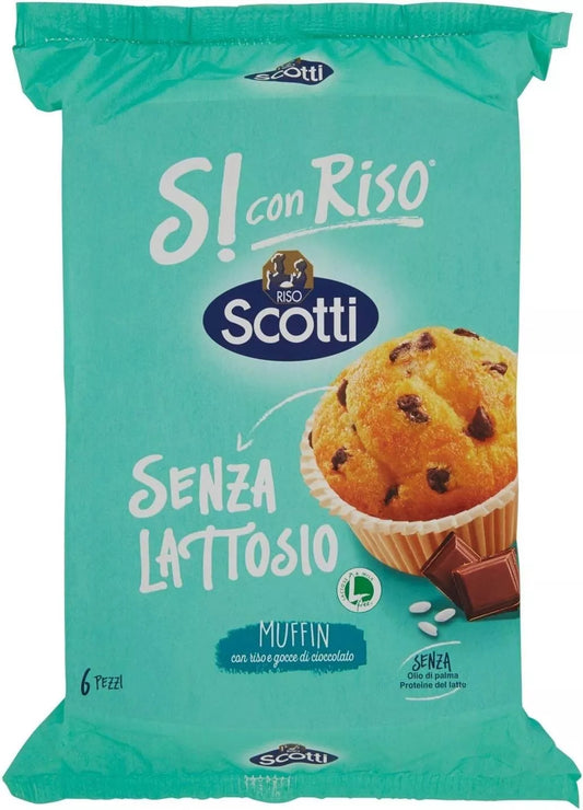 Scotti Muffin Senza Lattosio Snack Cioccolato Cacao 6 pezzi Riso Scotti Ripieno