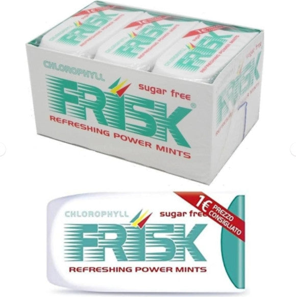Frisk Chlorophyll - Box Espositore 12 pz con Astucci di Caramelle Menta Clorofilla Senza Zucchero