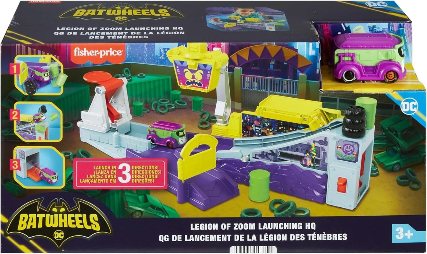 Batwheels Legion of Zoom Launching HQ - Playset Pista con Veicolo Fisher-Price