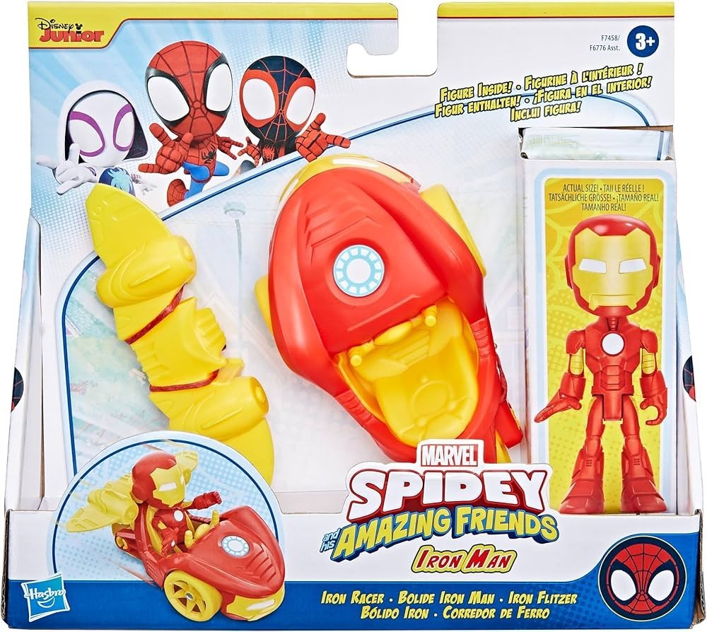 Iron Man Iron Racer Vehicle con Action Figure - Spidey and His Amazing Friends (Hasbro)