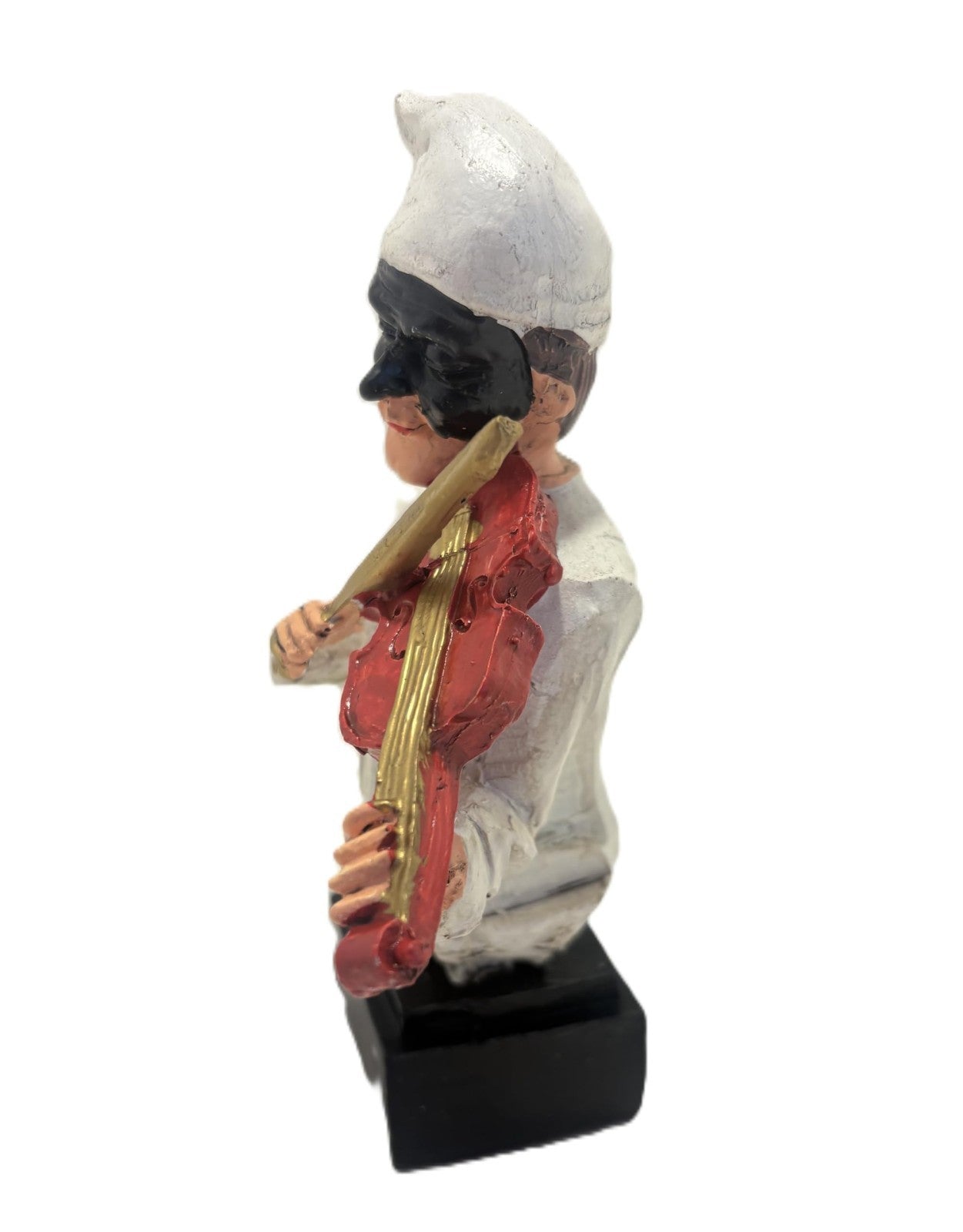 Statuetta Pulcinella Musicista - Busto Decorativo in Ceramica con Violino
