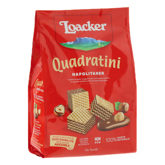 Loacker Quadratini Napolitaner - Cubetti di Wafer con Crema alle Nocciole