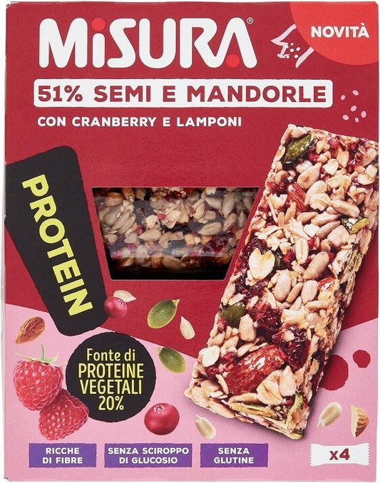 Misura Barrette Protein Semi e Mandorle Cranberry e Lamponi 4x30gr Senza Glutine