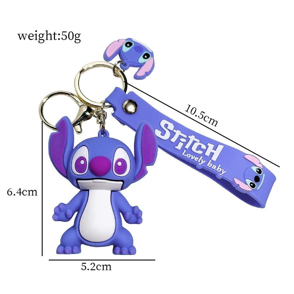Disney Stitch - Portachiavi in Silicone 3D con Ciondolo e Cordino "Lovely Baby"