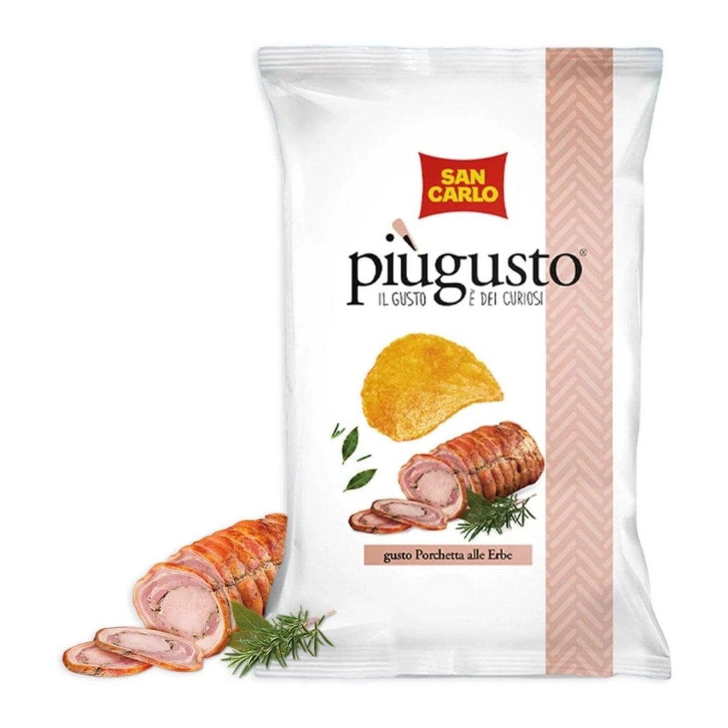 San Carlo Piùgusto 50 gr - Patatine Gusto Porchetta alle Erbe Limited Edition (10 pacchi)