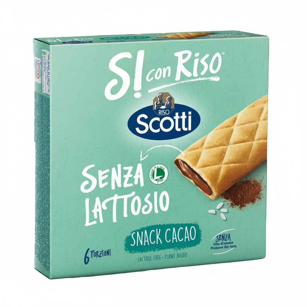 Scotti Barrette Senza Lattosio Snack con Crema Cacao 6x25gr Riso Scotti Ripieno