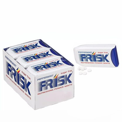 Frisk Peppermint - Box Espositore 12 pz con Astucci di Caramelle Menta Piperita Senza Zucchero