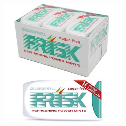 Frisk Chlorophyll - Box Espositore 12 pz con Astucci di Caramelle Menta Clorofilla Senza Zucchero