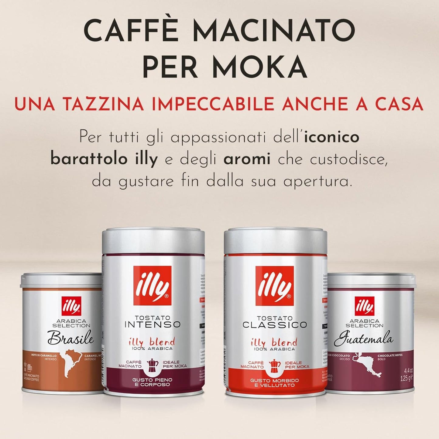 Illy Caffè Macinato Intenso 100% Arabica – Ideale per Moka