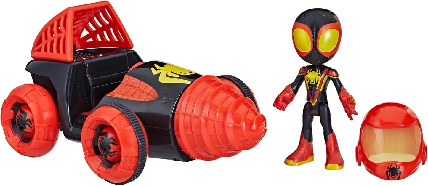 Spider‑Man Miles Morales – Veicolo Trapano con Action Figure