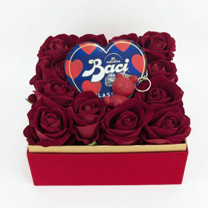 Box con Baci Perugina, Rose Velluto e Teddy