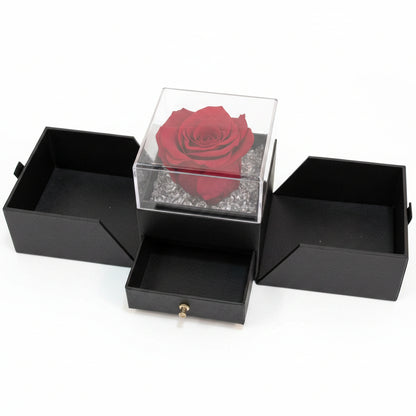 Box regalo Luxury nera con Rosa Rossa stabilizzata