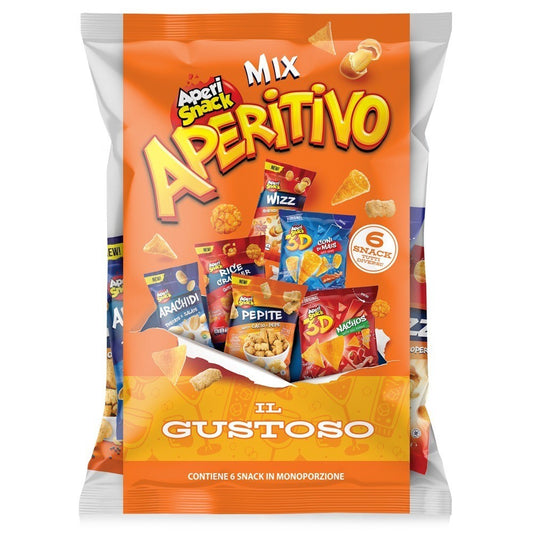 Aperi Snack Mix Aperitivo Il Gustoso - Busta con 6 Snack Salati Monoporzione Assortiti