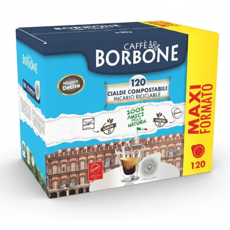 Borbone Miscela Decisa Caffè Cialde Compostabili ESE 44 mm - Maxi Formato da 120 Cialde