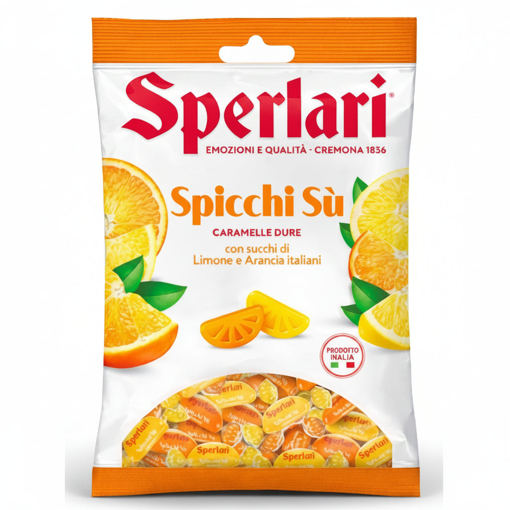 Caramelle Dure Spicchi Sù Sperlari 420 gr - Con Succhi di Limone e Arancia Italiani