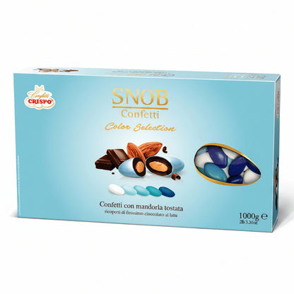 Confetti Crispo Snob Color Selection Azzurro - Mandorla e Cioccolato al Latte - Confezione 1 kg