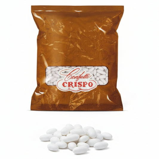 Confetti Bianchi Crispo Classici per Bomboniere e Confettata - Busta da 1 kg