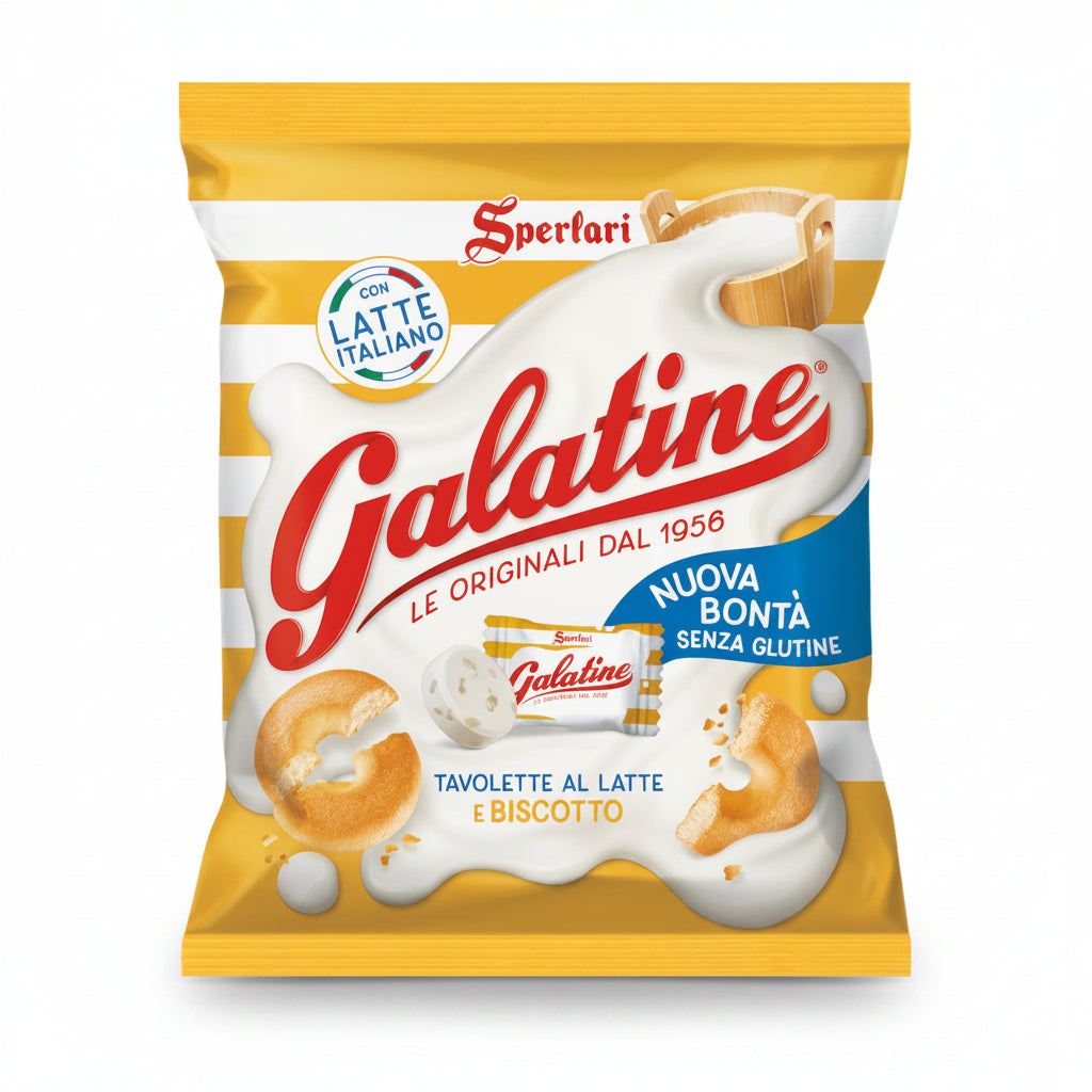 Galatine Latte e Biscotto - Busta 115 gr Latte con Granella di Biscotto Senza Glutine