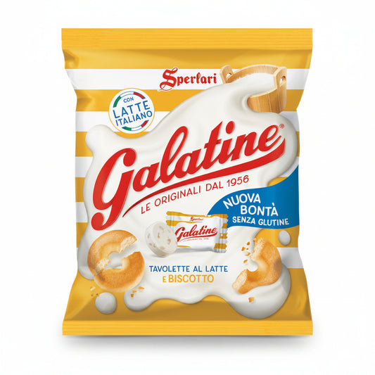 Galatine Latte e Biscotto - Busta 115 gr Latte con Granella di Biscotto Senza Glutine