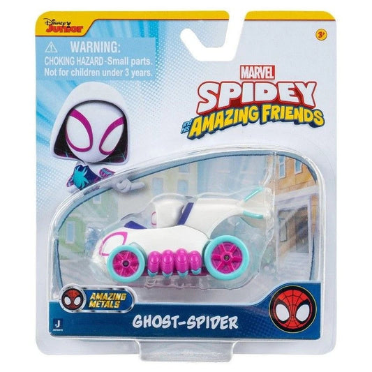 Confezione del veicolo in metallo Ghost-Spider Amazing Metals della serie Spidey and His Amazing Friends marca Jazwares