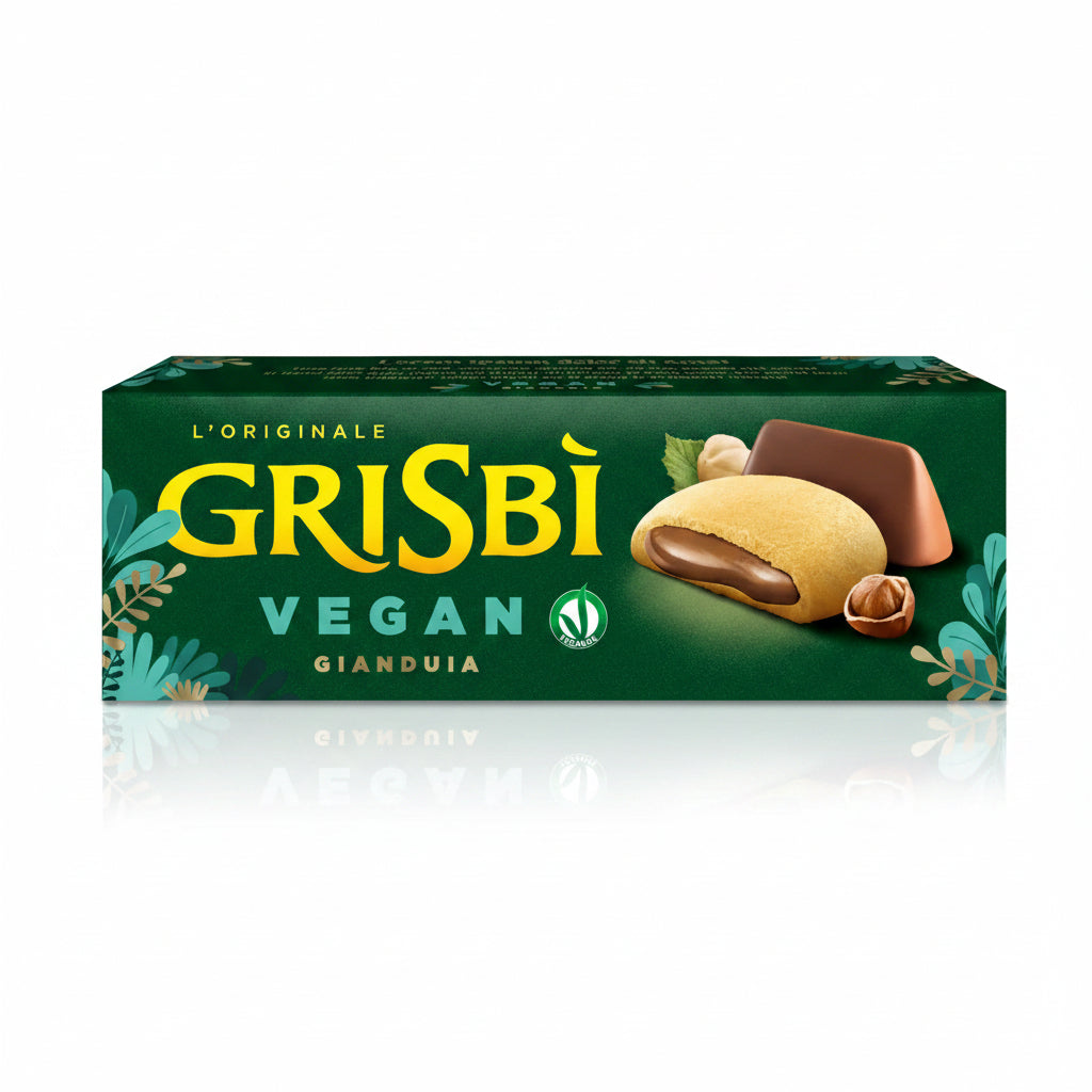 Grisbì Vegan Gianduia - L'Originale - Frollini Ripieni con Crema Gianduia 100% Vegetale