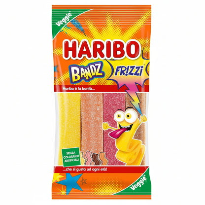 Haribo Bandz Frizzi - Busta Caramelle Gommose Frizzanti e Colorate Veggie