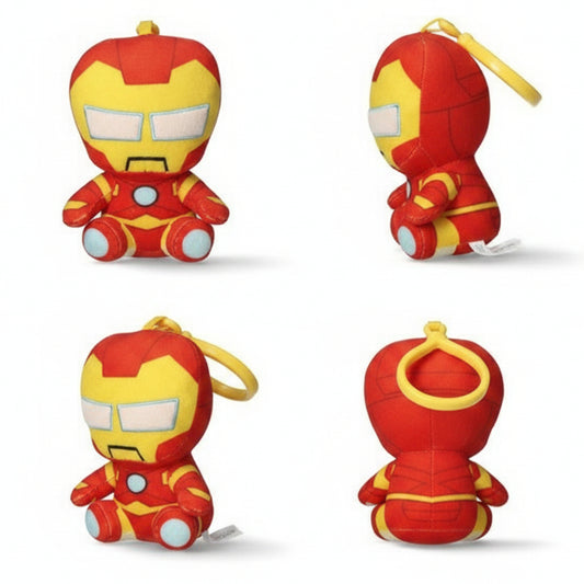 Mini peluche portachiavi di Iron Man della Marvel Avengers, in versione chibi con armatura rossa e oro e gancio giallo superiore