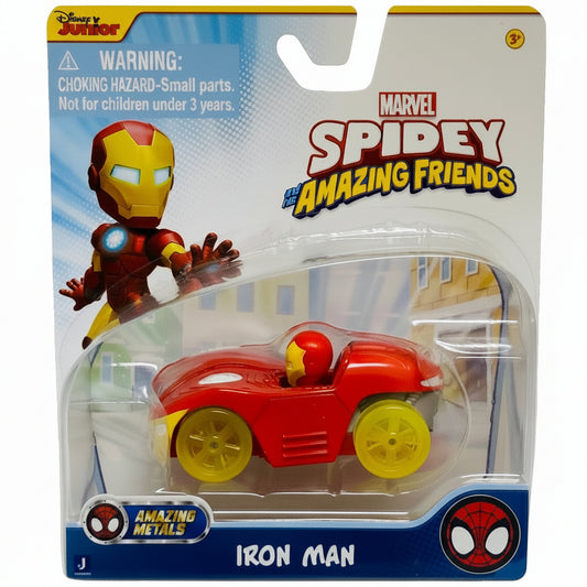 Confezione del veicolo in metallo Iron Man Amazing Metals della serie Spidey and His Amazing Friends marca Jazwares