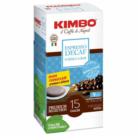 Kimbo Espresso Decaf Cialde Caffè Formula Bar Compostabili ESE 44 mm - Confezione da 15 Cialde