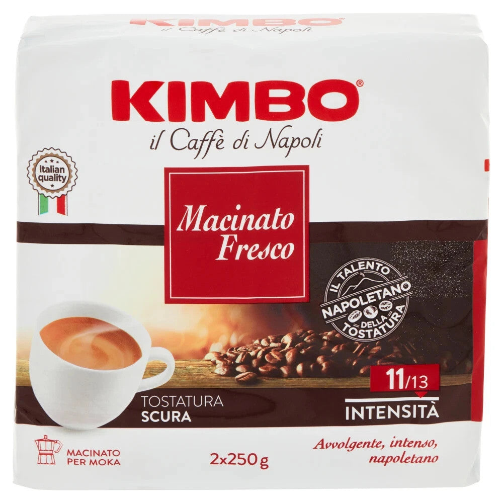 Kimbo Macinato Fresco Caffè Macinato per Moka - Confezione Bipack 2x250g (500g)
