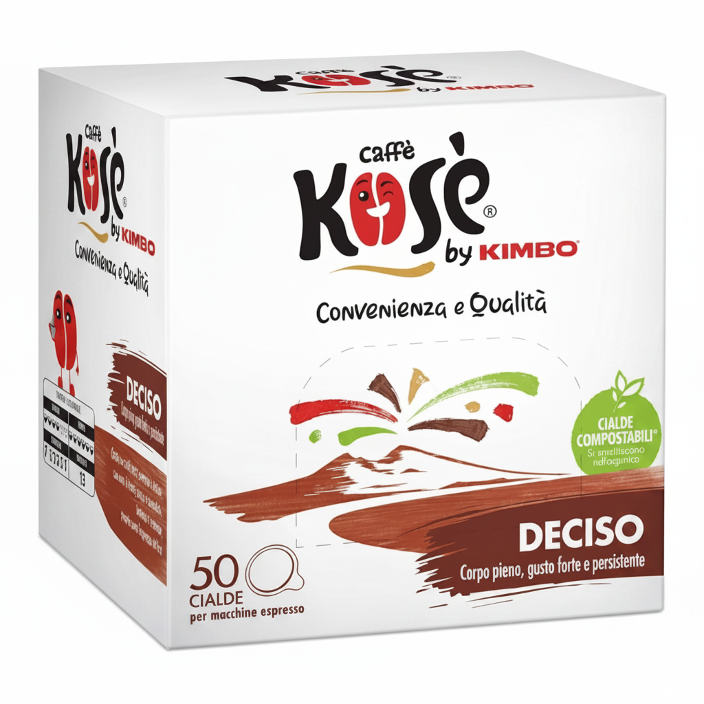 Kosè by Kimbo Deciso Cialde Caffè Compostabili ESE 44 mm - Confezione da 50 Cialde
