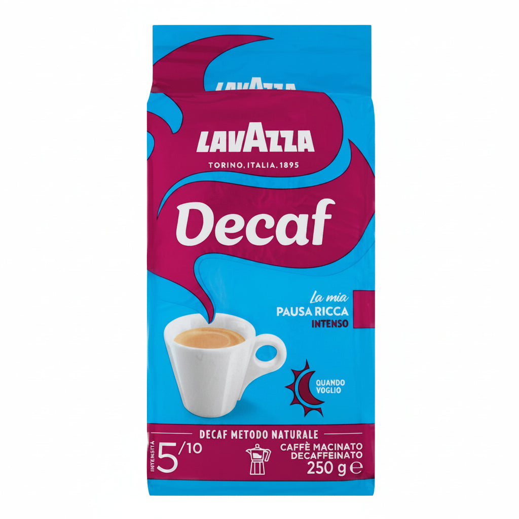 Lavazza Decaf per Moka Caffè Macinato Decaffeinato - Confezione Sottovuoto da 250g