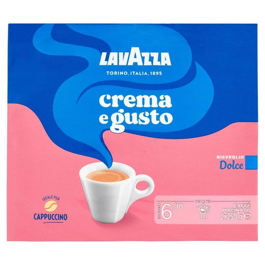Lavazza Crema e Gusto Dolce – Caffè Macinato 2×250g – Risveglio Morbido, Intensità 6/10