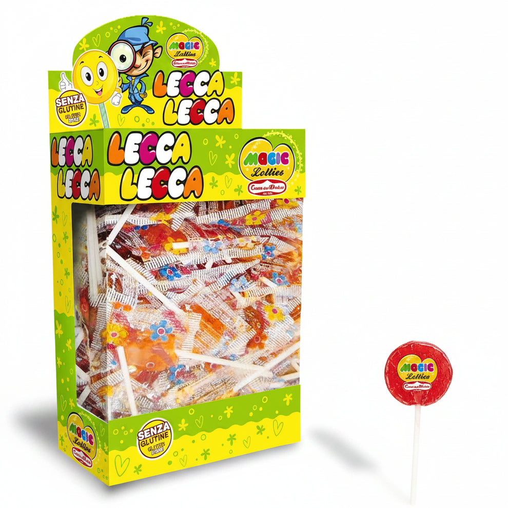 Magic Lollies Lecca Lecca - Box Espositore con 200 Lecca Lecca Assortiti Senza Glutine