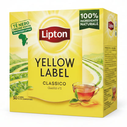 Lipton Yellow Label Black Tea - Confezione da 50 Filtri di Tè Nero