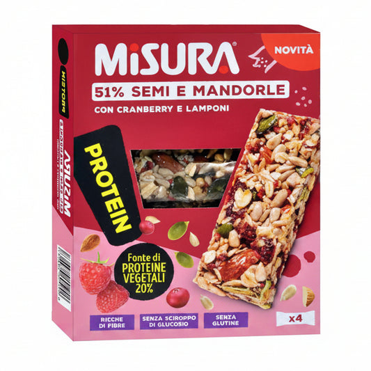 Misura Barrette Protein Semi e Mandorle Cranberry e Lamponi 4x30gr Senza Glutine