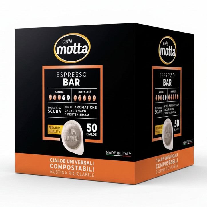 Motta Espresso Bar Caffè Cialde Compostabili ESE 44 mm - Confezione da 50 Cialde