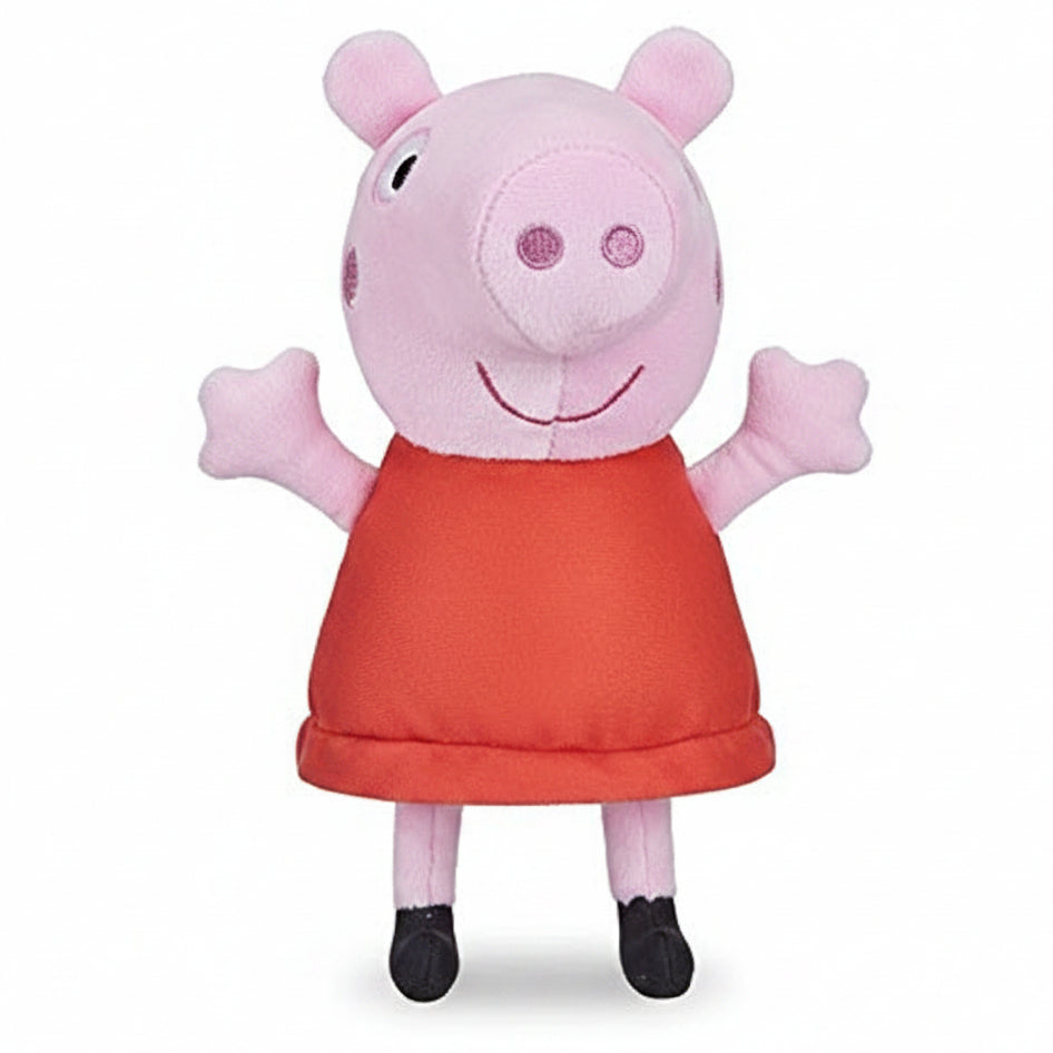 Peluche morbido di Peppa Pig con il classico vestitino rosso sonoro