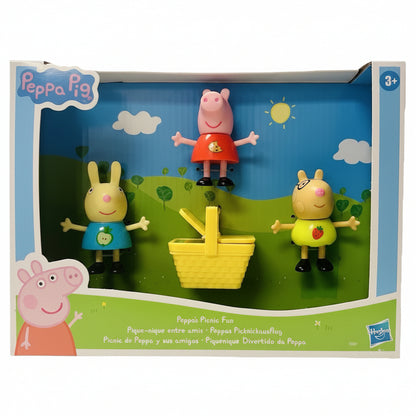 Confezione del giocattolo Peppa Pig Peppa's Picnic Fun di Hasbro, con le statuette dei personaggi e il cestino da picnic inclusi nella scatola originale