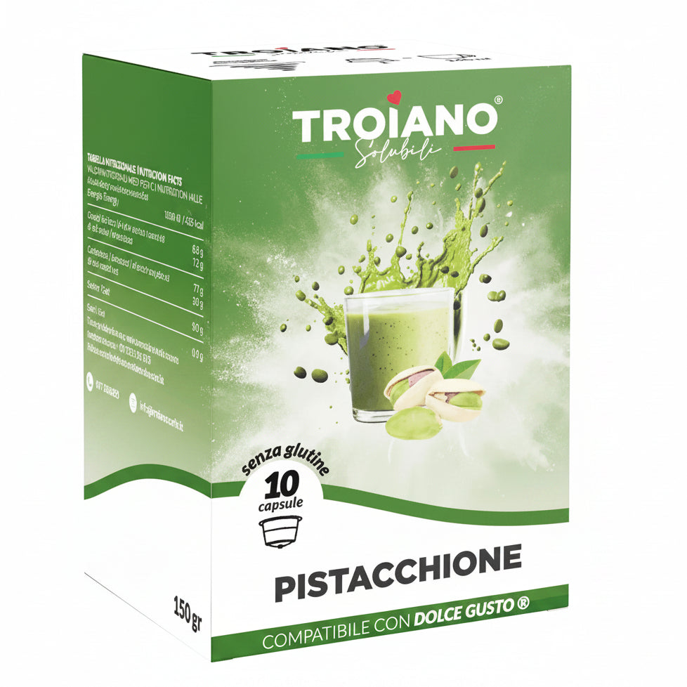 Troiano Solubili Pistacchione Capsule Compatibili Nescafé Dolce Gusto - Confezione da 10 Capsule (Senza Glutine)