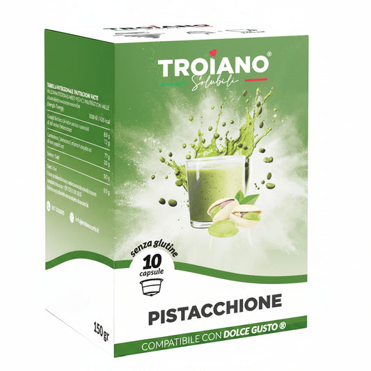 Troiano Solubili Pistacchione Capsule Compatibili Nescafé Dolce Gusto - Confezione da 10 Capsule (Senza Glutine)