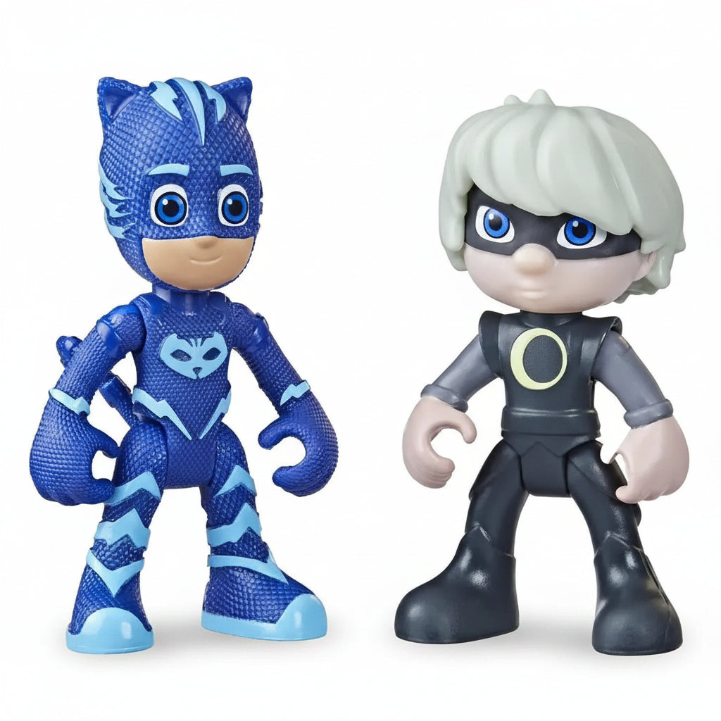 Confezione del set PJ Masks Power Heroes con le action figure di Catboy e Luna Girl all'interno della scatola originale illustrata